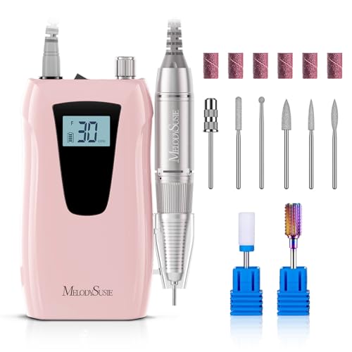 MelodySusie Entry-Level Clip-On Cordless Nail Drill, SC320D 30000RPM Essential E-File with LCD...