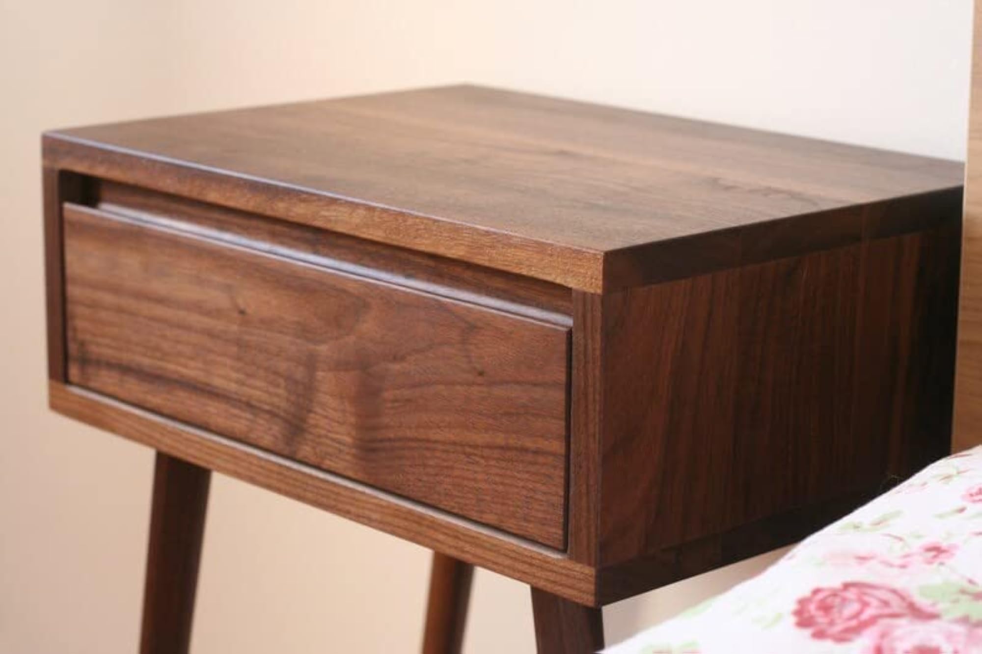 Wooden Bedside Table with Drawer, Nightstand Lamp Table