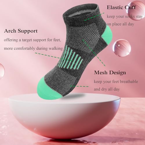 JAMEGIO 12 Pairs Girls Ankle Socks - Running, Athletic, Low Cut Socks for Little to Big Girls3