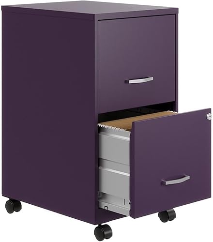 Miniatura 6 de Hirsh Industries Space Solutions - Archivador vertical móvil de metal con 2 cajones, 18 pulgadas, color morado medianoche
