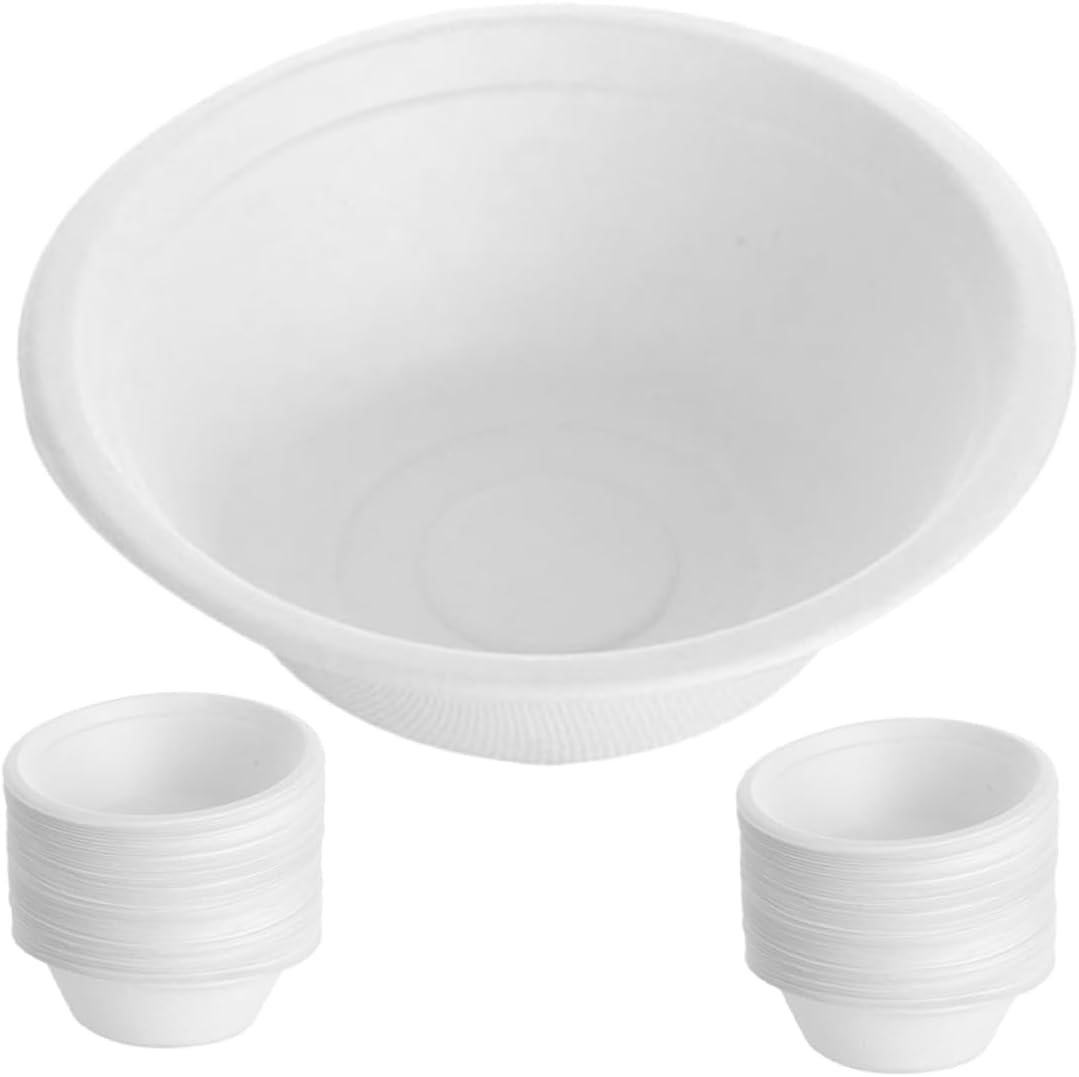 Healeved 100pcs Bowls Pulp Bowls for Soup Noodles Barbecue for Camping Parties and Restaurants