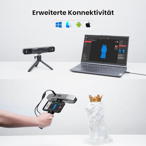 Revopoint RANGE 2 3D-Scanner Handheld, 0,1 mm Präzision, Tragbarer 3D-Scanner, Eingebaute RGB-Farbkamera, Unterstützt Körper- und Gesichtsscans, Reverse Engineering, Windows/Android/iOS/macOS