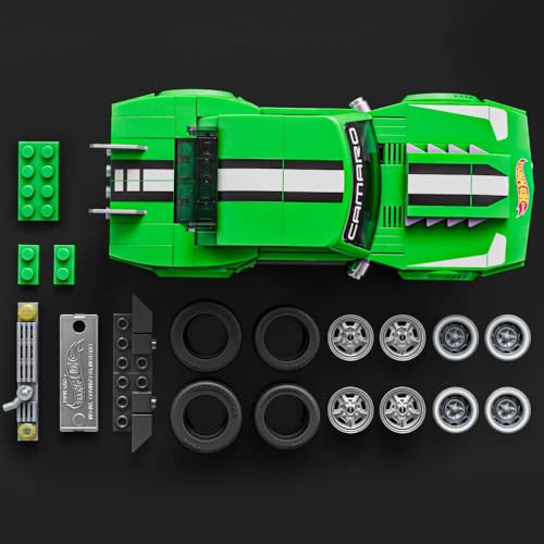 Image of Mattel Brick Shop Hot Wheels Custom '68 Camaro Speed Series, 289 Pieces, Realistic Details and Customizable Stickers, for Adults Collectors and Boys and Girls Ages 10+ JFT17