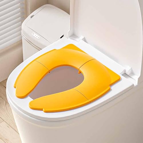 BLISENCHY 折り畳み式(収納袋付き)の子供用ポータブル補助便座、幼児用トイレトレーニング用で、乳児から子供まで対応(きいろ)