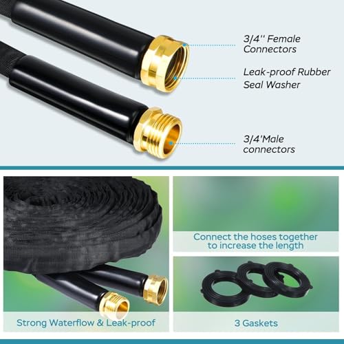 25ft Non-Expanding Garden Hose, Hose Pipe, Ultra-Light & Flexible Water Hose - Burst-Resistant, Kink-Free, High-Pressure, All-Weather Use for Lawns, Gardens, and Outdoor Cleanining (25ft) by VENQI - Image 3