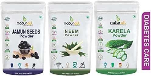 DRUNKLINE B Naturall Diabetes Care (Pack of 3) Jamun Powder, Neem Powder and Karela Powder for Health Care (200 GM Each) = 600 GM by B Naturall