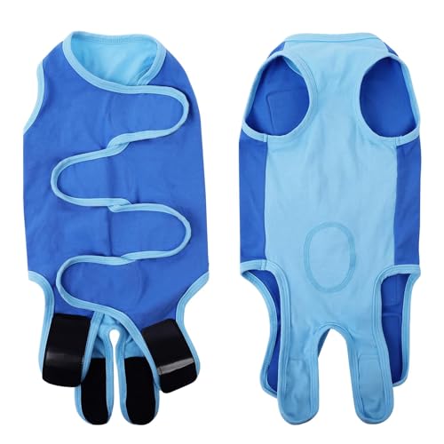 Image of SAWMONG Recovery Suit for Dogs Cotton, Professional Dog Surgery Suit for Spay, Pet Cone Alternative, Breathable Dog Onesie for Surgery Female Male, Abdominal Wounds Skin Disease Cat (XL, Blue)
