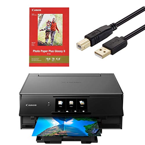 Canon Wireless Pixma TS9120 Inkjet All-in-one Printer with Scanner, Copier, Mobile Printing, Airprint and Google Cloud + Set of Ink, Photo Paper Sample and Printer Cable