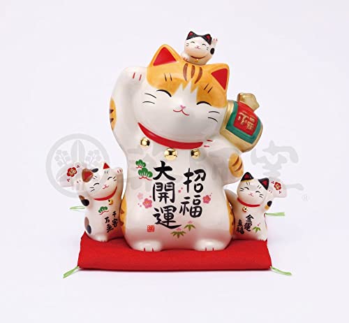 薬師窯 彩絵招福大開運招き猫 運気アップ 風水 置物 インテリア 猫 ねこ ネコ