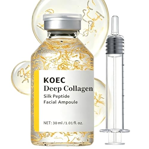 KOEC Deep Collagen Silk Peptide Facial Ampoule Face Lifting Serum Intensive Tightening & Smoothing & Hydrating Non-Greasy Gentle Formula 1.01 Fl Oz / 30ML Gift for Women