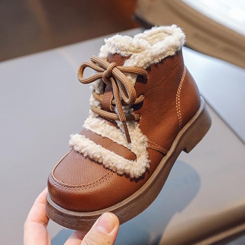 Casual Ankle Boots for Boys Girls Waterproof Non-Slip Snow Lace Up Boots Toddler Warm Cotton Winter Chunky Shoes4