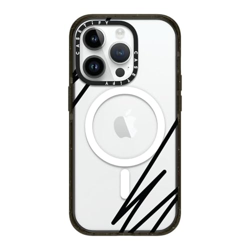 CASETiFY �C���p�N�g iPhone 14 Pro �P�[�X [MIL�K�i���� (4x MIL-STD-810G)/2.5m����̗����������N���A/MagSafe �ɑΉ�] - LINE ART - �u���b�N