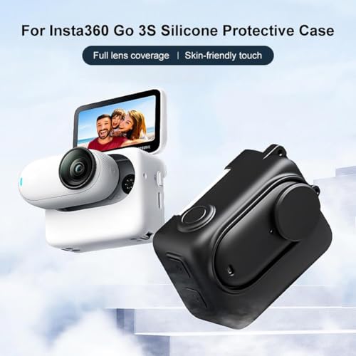 PULUZ Schutzhülle für Insta360 GO 3S Kamera Ladebox Silikon Cover mit Objektivdeckel & Gurt, Insta 360 GO 3S Action Kamera Zubehör