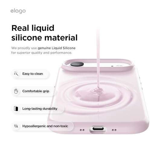 Image of elago for iPhone Air Case, Premium Magnetic Silicone Case, Compatible with MagSafe, Liquid Silicone Material, Protective Cover, Shockproof, Slim Phone, 6.5 inch (Light Lilac)