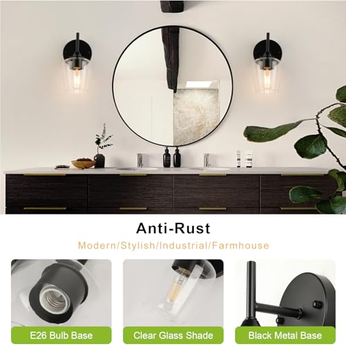 Image of foucasal Industrial Wall Sconces Black Bathroom Vanity Light Fixtures, Indoor Wall Mounted Lamp Modern Sconces 1-Light Wall Lighting for Bedside Bedroom Doorway