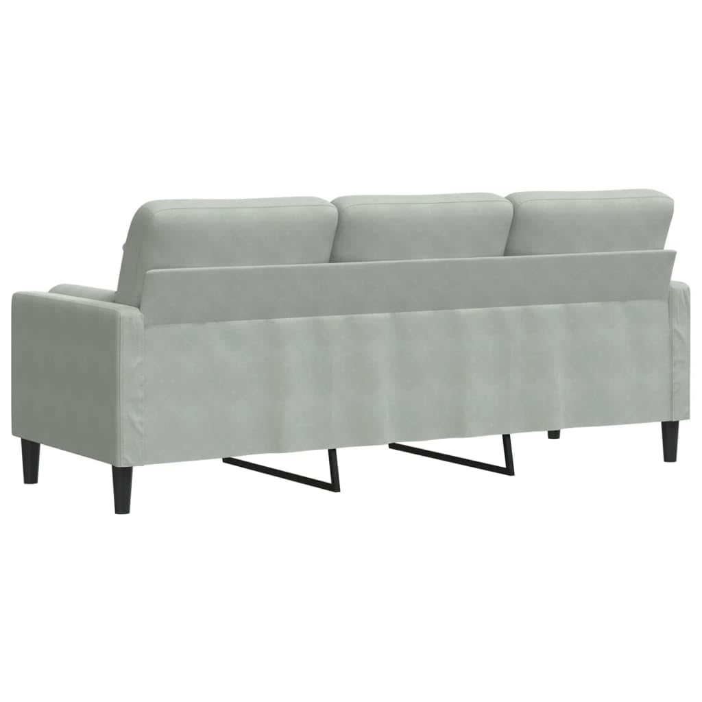 3-Sitzer-Sofa Hellgrau mit Zierkissen, Samt Couch 180 cm, Robustes Metallgestell, gepolstert, abnehmbare Bezüge, modernes Wohnzimmermöbel für gemütliche Entspannung und Gästezimmer
