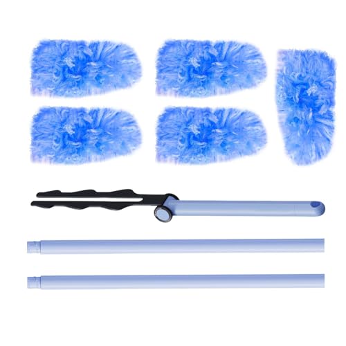 Plumero De Microfibra para Limpieza | Kit de Limpieza de Techo con Escoba de Telaraña Plegable 180 Grados Ajustable Lavable,Limpiador para Seco O Húmedo De Suelo Techo Ventilador Araña Coche Ciego