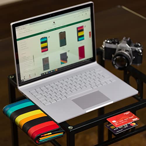 Visconti Str4 Women's Secure Rfid Blocking Large Leather Trifold Clutch Wallet Purse - Black Multi #TOP5