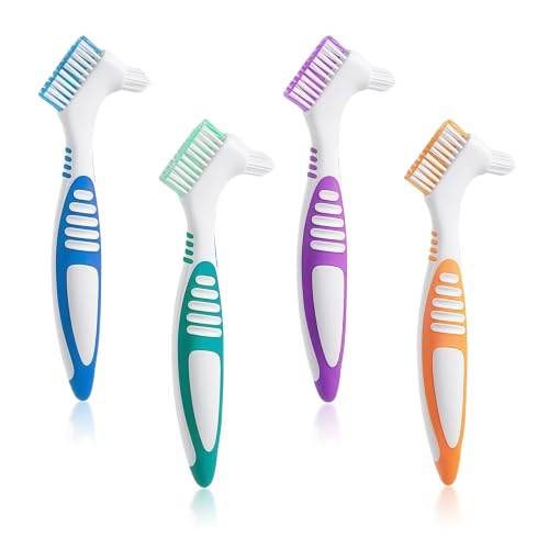 Flintronic 4Pcs Cepillo de Dientes para Dentaduras Postizas, Cepillos de Limpieza de Prótesis Portátile Dentadura, Doble Cara y Punta de Precisión, Cepillo de Dientes, Dentista, Alineadore