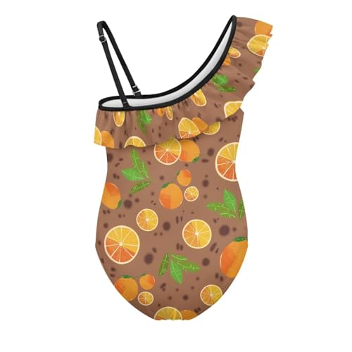 UNICEU Cute Animal Print Swimsuits for Girls Ruffle One Shoulder Swimwear Breathable Adjustable Strap Bathing Suit2