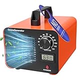 Trsaow Generatore di ozono 60.000 mg/h con timer 2 ore, indicatore di umidità e temperatura, portatile per la rimozione degli odori e la disinfezione in casa, auto e garage fino a 400 m²