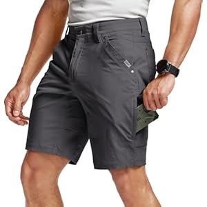 CQR Men’s Stretch Utility Shorts, Lightweight Quick Dry Casual Shorts, Hiking Golf Cargo Shorts with Zipper Pockets