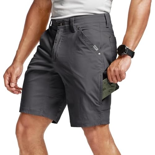 CQR Men’s Stretch Utility Shorts, Lightweight Quick Dry Casual Shorts, Hiking Golf Cargo Shorts with Zipper Pockets