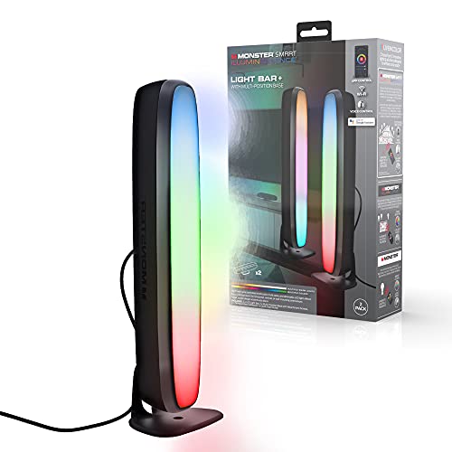 Monster Illuminessence Multi-Color Light Bar with Multi-Position Base, Mobile App, Compatible with Alexa, Google Assistant, Siri, 1-Pack