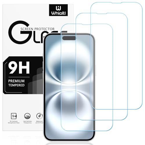 Whioltl Pack de 3 protectores de pantalla para iPhone 16/iPhone 15/iPhone 15 Pro [6,1 pulgadas], película de vidrio templado transparente HD, alta transparencia, sin burbujas, protección contra