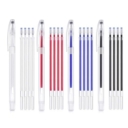 チャコペン 熱で消える (24本セット) 裁縫用チャコペン 熱消去可能なペン DIY 手芸 標識 裁縫道具 印付けツール (20枚入り消えるペン+ 替芯 ペン軸4枚付き)