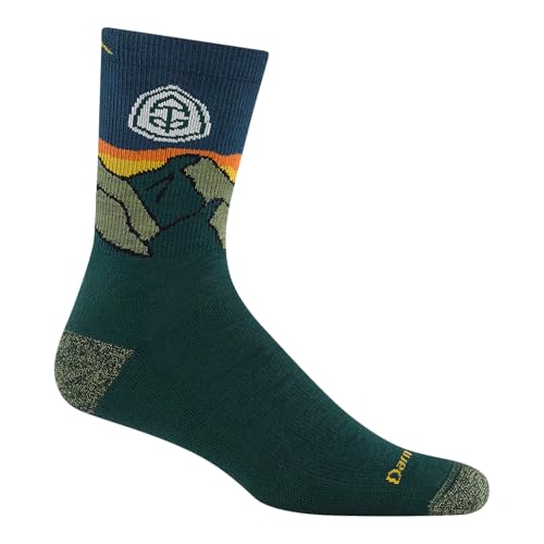 Darn Tough Vermont ATC Micro Crew Socks for Men - Midweight Merino Wool Men's Hiking Socks - Pine, L