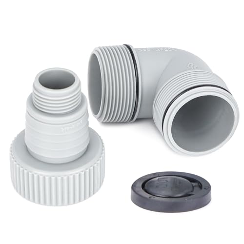 Green Expert Plastic Elbow Adapter Kit for Water Hose and Sump Pump Easy Connection, Contains a 1-1/2" NPT Female to 3/4" GHT&1-1/2" Barb Connector and a 1-1/2" NPT Male Elbow with a Check Valve