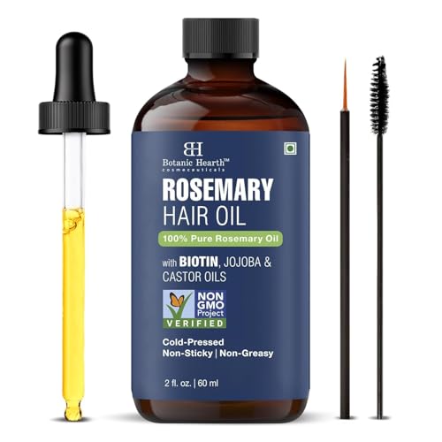 Botanic Hearth Hair Oil for Hair Growth | Rosemary Oil for Hair Growth with Biotin, Castor & Jojoba | Scalp Oil & Dry Scalp Treatment | Color Safe | All Hair Types | 2 fl oz