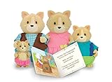 Li'l Woodzeez Cat Family Set – Whiskerelli Cats with Storybook – 5pc Toy Set with Miniature Animal Figurines – Family Toys and Books for Kids Age 3+