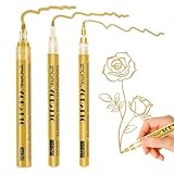 Set Di 3 Pennarello Oro, Pennarelli Acrilici Oro, Marcatore A Vernice Acrilica Impermeabili, 0,7/1,0/2,0 MM, Adatti Per Progetti Fai Da Te Su Pietra, Ceramica, Legno, Vetro, Metallo E Plastica