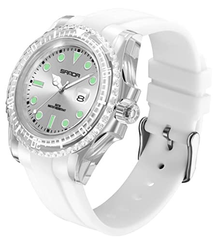 Findtime Womens Watch Sport Waterproof Watches Nurse Analog Wrist Watch Second Hand Simple Outdoor Silicone Watch Luminous Date Ladies Watch White Black Blue Green, White Silver #TOP19