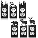 Lothee 6 Pcs Metal Bear Light Switch Cover Plate Moose Tree Mountain Elk Forest Outlet Switch Plate Toggle Outlet Wall Cover for Home (Large)