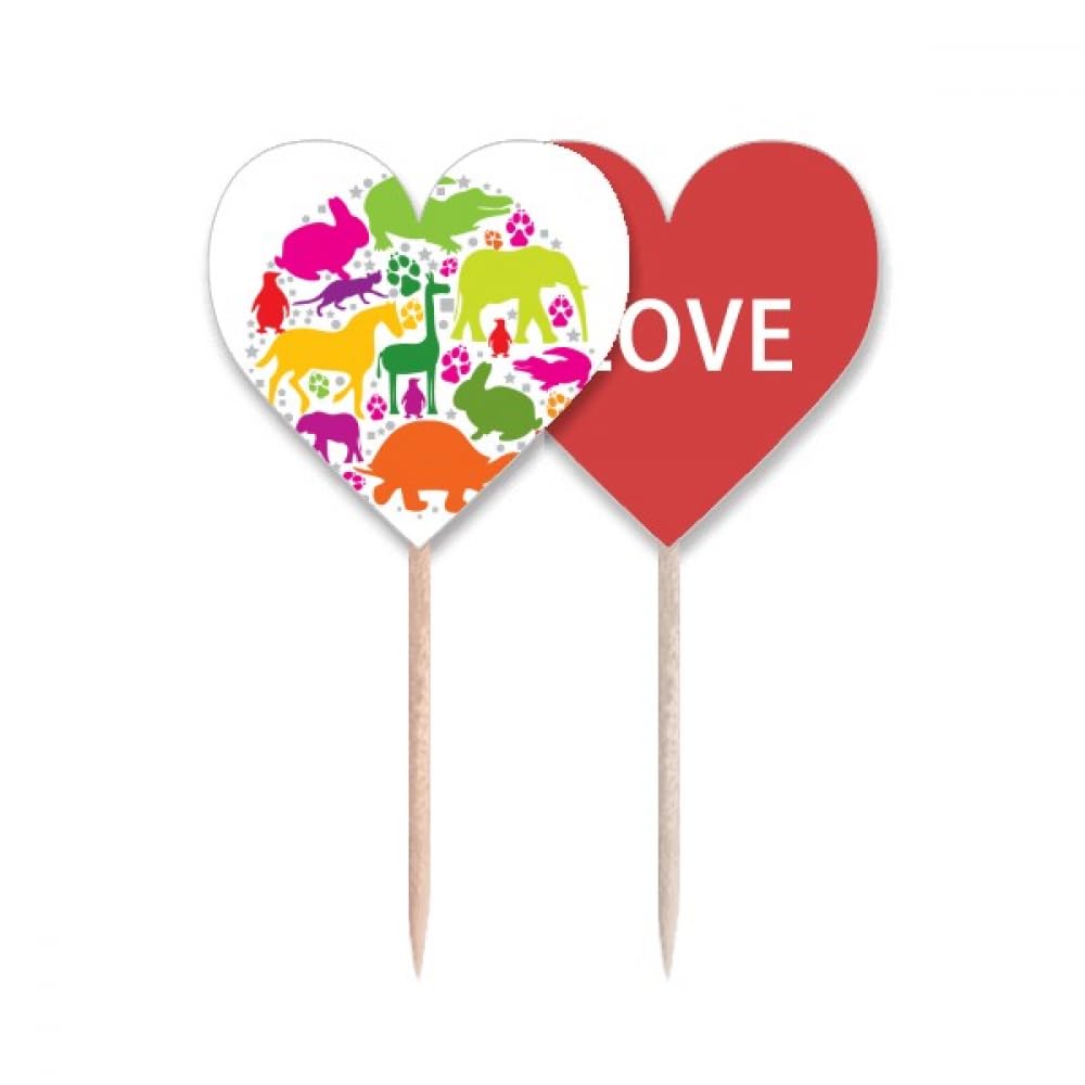 Cure-dents cœur Love Heart pique apéritif bois motif animaux pour cocktail