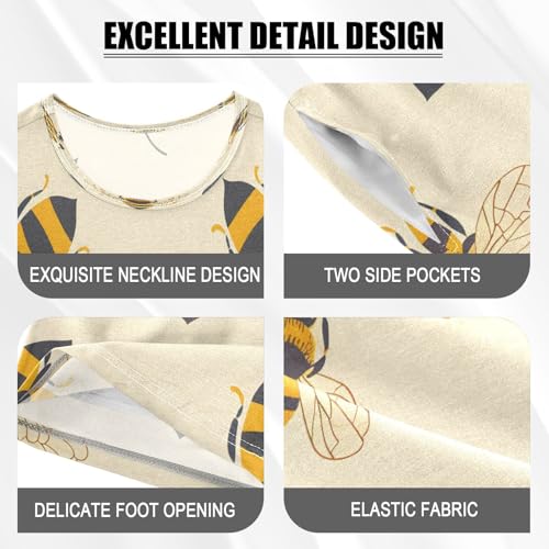 senya Short Sleeve Pajamas Sets Summer Cotton Sleepwear Honey Bee4