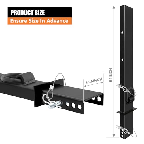 SALUINOKI 4 Pack Upgraded 30 inch Pipe Stake for Flatbed Trailer with 1/2 D Ring Welded, Anti-Loss Cord, 30 inch Flatbed Trailer Stake Pocket D Ring, Trailer Stake Side Rail Black by SALUINOKI - Image 2