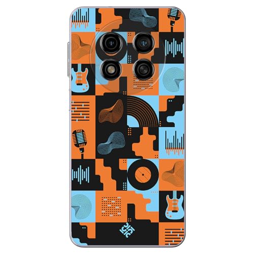 Movilshop Funda para [ Ulefone Note 15 ] Diseño Música [ Iconos Música Naranja y Azul ] de Silicona Flexible Transparente Carcasa Case Cover Gel para Smartphone.