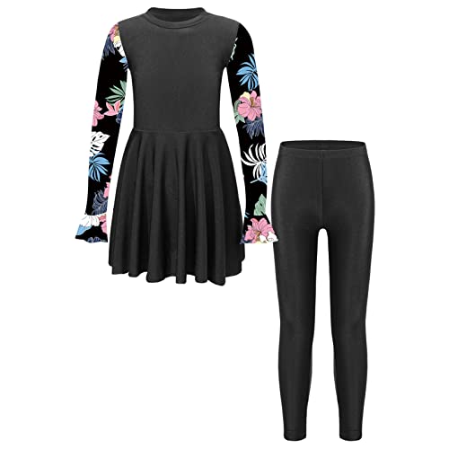 Moily Kids Girls Rash Guard Swimsuits Full Body Cover Hijab Conservative Burkini Sun Protective Beachwear