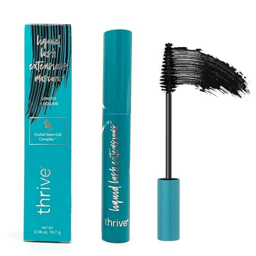 Thrive Mascara (Black 10.7g/0.38 OZ), Thrive Mascara Liquid Lash Extensions - Brynn Thick and Slender, Waterproof and Sweat Resistant