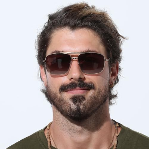 CARFIA Pilot Polarized Sunglasses for Men UV Protection Classic Double Bridge Anti-Glare Driving Shades with Spring Hinges2