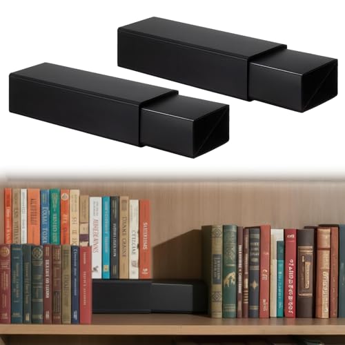 Thyle 2 Sets Bookshelf Riser 2 Levels - Nesting Assembled PP Board Manga Shelf Riser for Books Collection Organizer Space-Saving Display Stand for Books Manga DVDs CDs (Black)