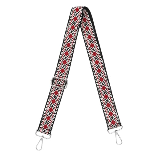 uxcell Purse Strap Replacement, 27.5-53inch Adjustable Polyester Stylish 1.5inch Wide Crossbody Shoulder Strap for Handbag Guitar(Red, Silver Buckle)