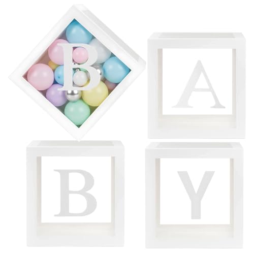4 Boxes for Shower with Balloon Box Design 25 * 25 * 25cm Gender Reveal Balloon Boxs for Celebrations Balloon Letters and Balloon in a Box for Party Decorations