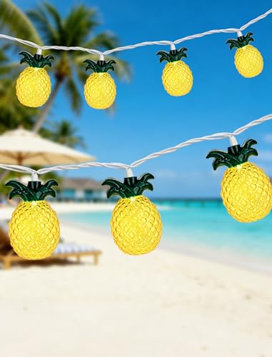 Hobbynors 12FT Pineapple String Lights 20 LED Warm White Tropical Fairy Lights UL Certified IP44 Waterproof for Tiki Bar Luau Patio & Christmas