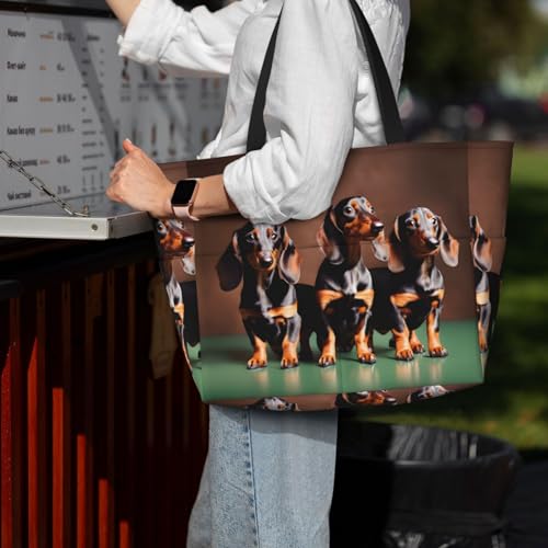 Sac à bandoulière teckel imperméable avec imprimé chien weiner noir taille unique ajustable - 7