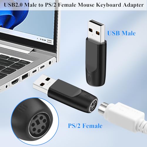 Adaptador USB A Macho a PS/2 Hembra, Pack 2 miniatura 2
